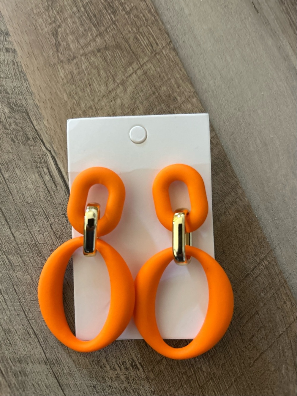 Bold Orange Double Hoop Drop Earrings